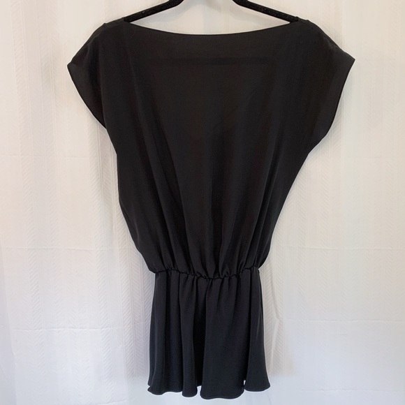 Lia Kes Black Silk Top with Belt - Size Medium - Picture 2 of 6